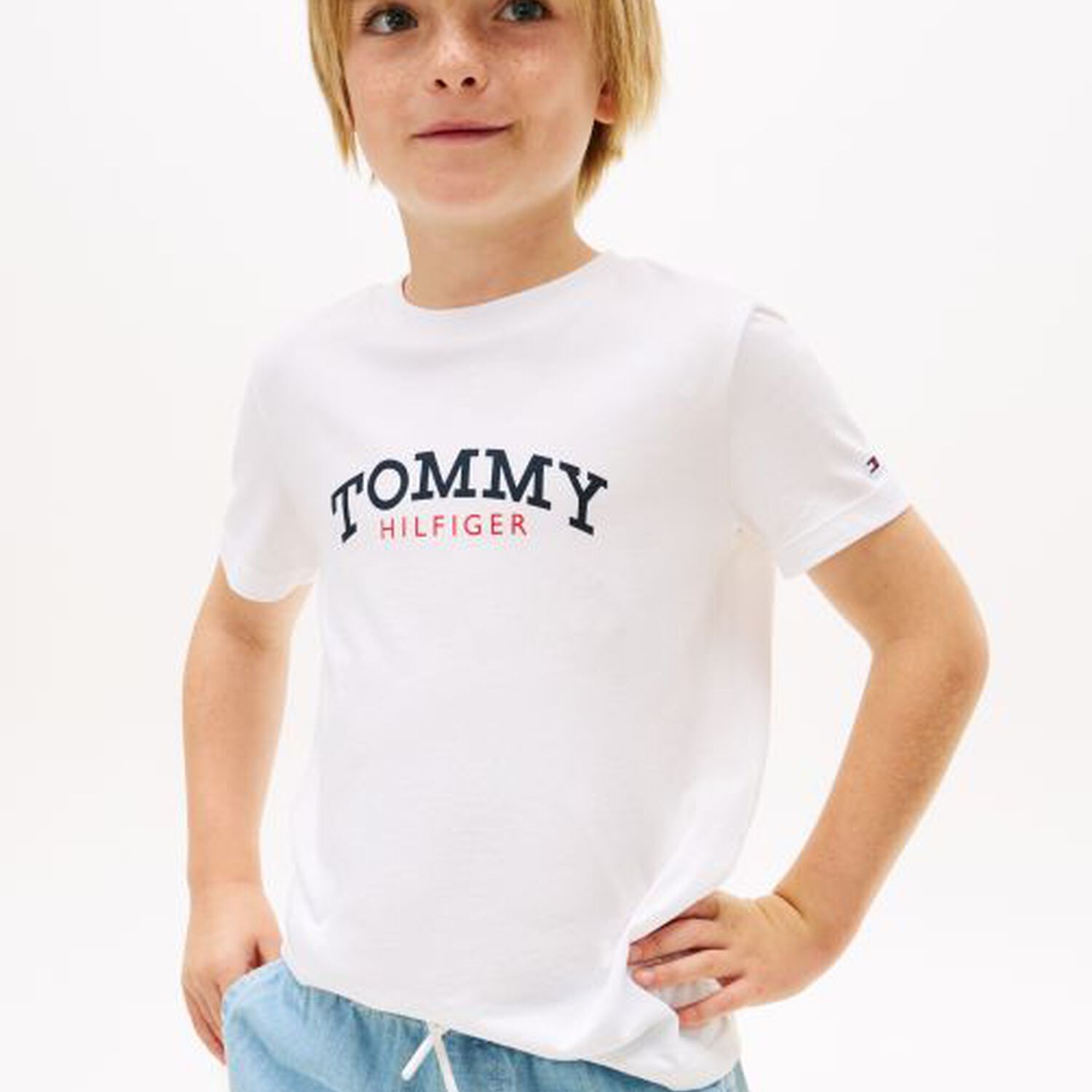 Boys White Logo T-Shirt, 4, hi-res