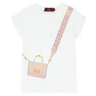 تيشيرت بالشعار باللون الأبيض للبنات, 1, hi-res