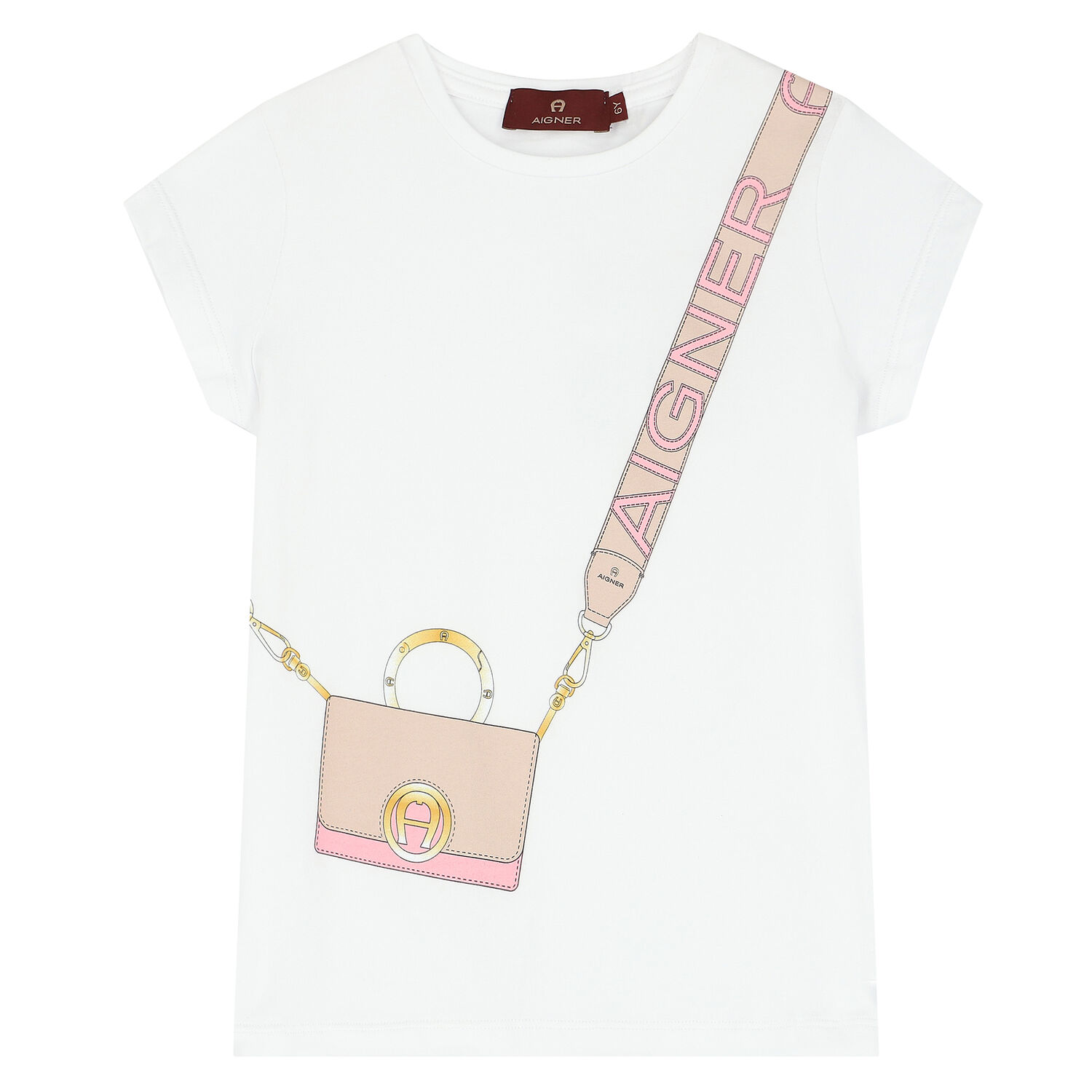 تيشيرت بالشعار باللون الأبيض للبنات, 1, hi-res