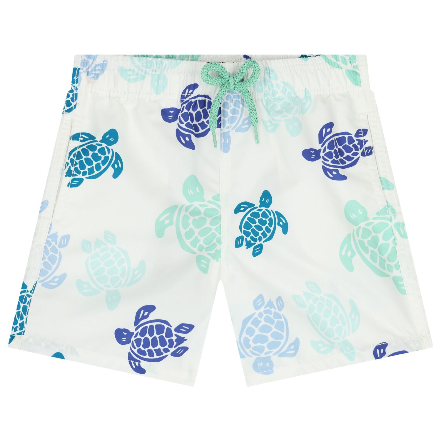 Boys White Turtle Swim Shorts, 1, hi-res