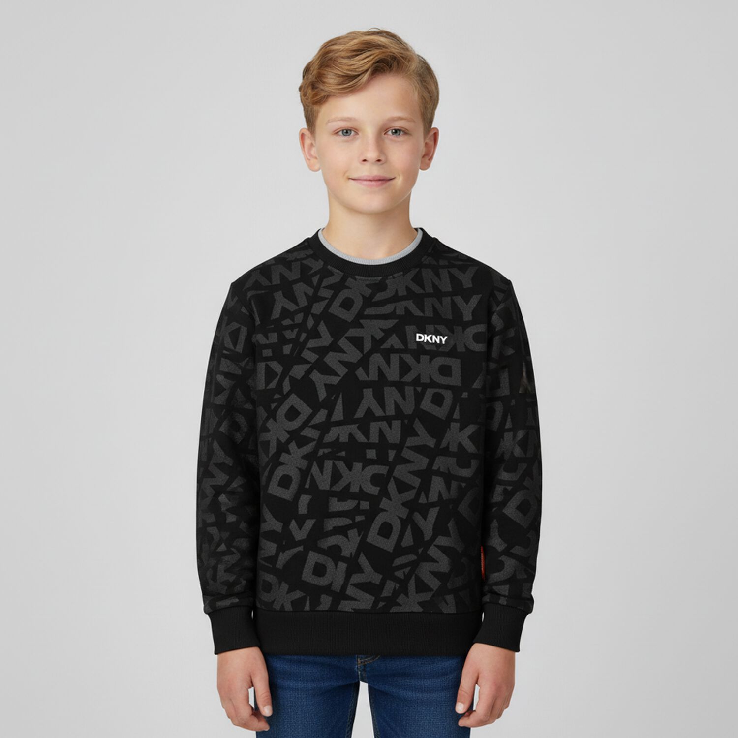 سويتشيرت بالشعار باللون الأسود, 1, hi-res image number null