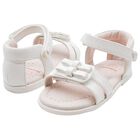 Younger Girls White Leather Sandals, 1, hi-res