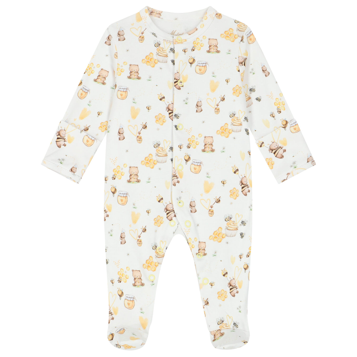 White & Yellow Honey Babygrow Set, 1, hi-res
