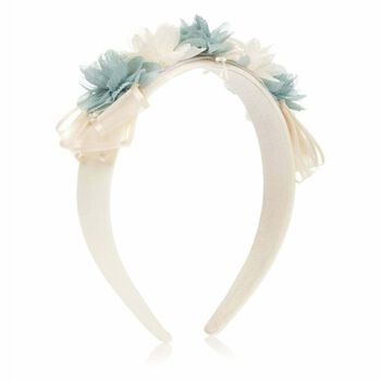 Girls Blue & White Floral Hairband