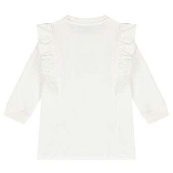 Younger Girls Ivory Teddy Bear Logo Dress