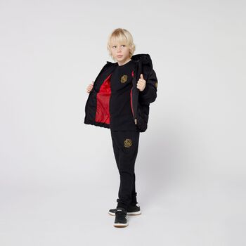 Boys Black Logo Long Sleeve Top