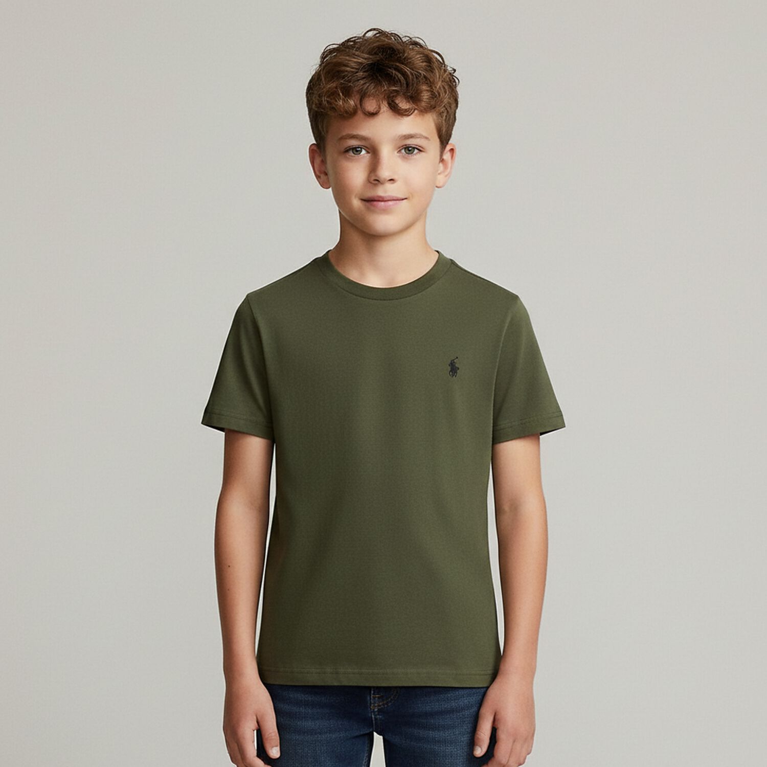 تي شيرت اولاد بالشعار باللون الأخضر , 1, hi-res