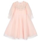 Girls Pink Embellished Tulle Dress, 1, hi-res