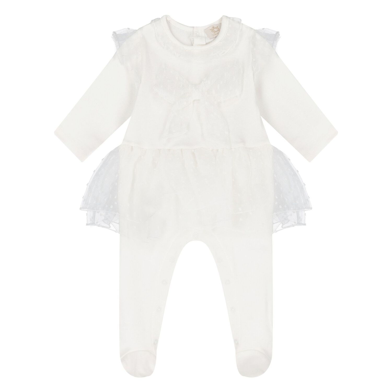 Baby Girls Ivory Bow Babygrow Set, 2, hi-res