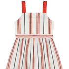 Girls Ivory & Red Striped Dress, 1, hi-res
