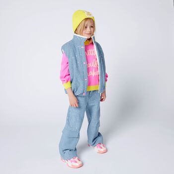 بنطلون مزين باللون الأزرق للبنات