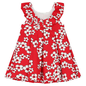 Younger Girls Red Floral Dress