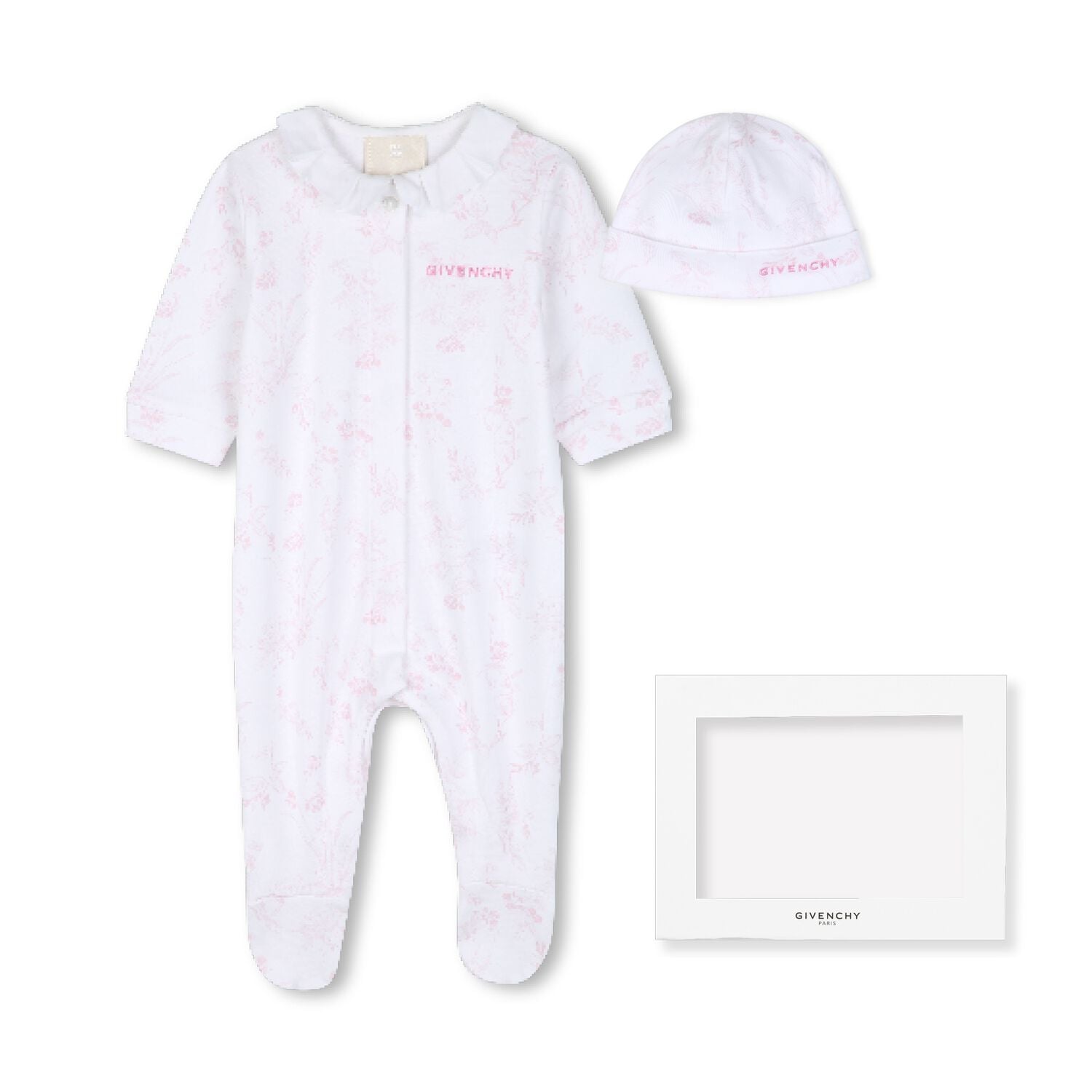 Baby Girls White & Pink Toile de Jouy Babygrow Gift Set, 1, hi-res