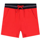 Younger Boys White, Navy & Red Shorts Set, 1, hi-res