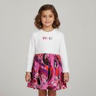 Girls Pink & White Logo Orchidee Dress, 1, hi-res