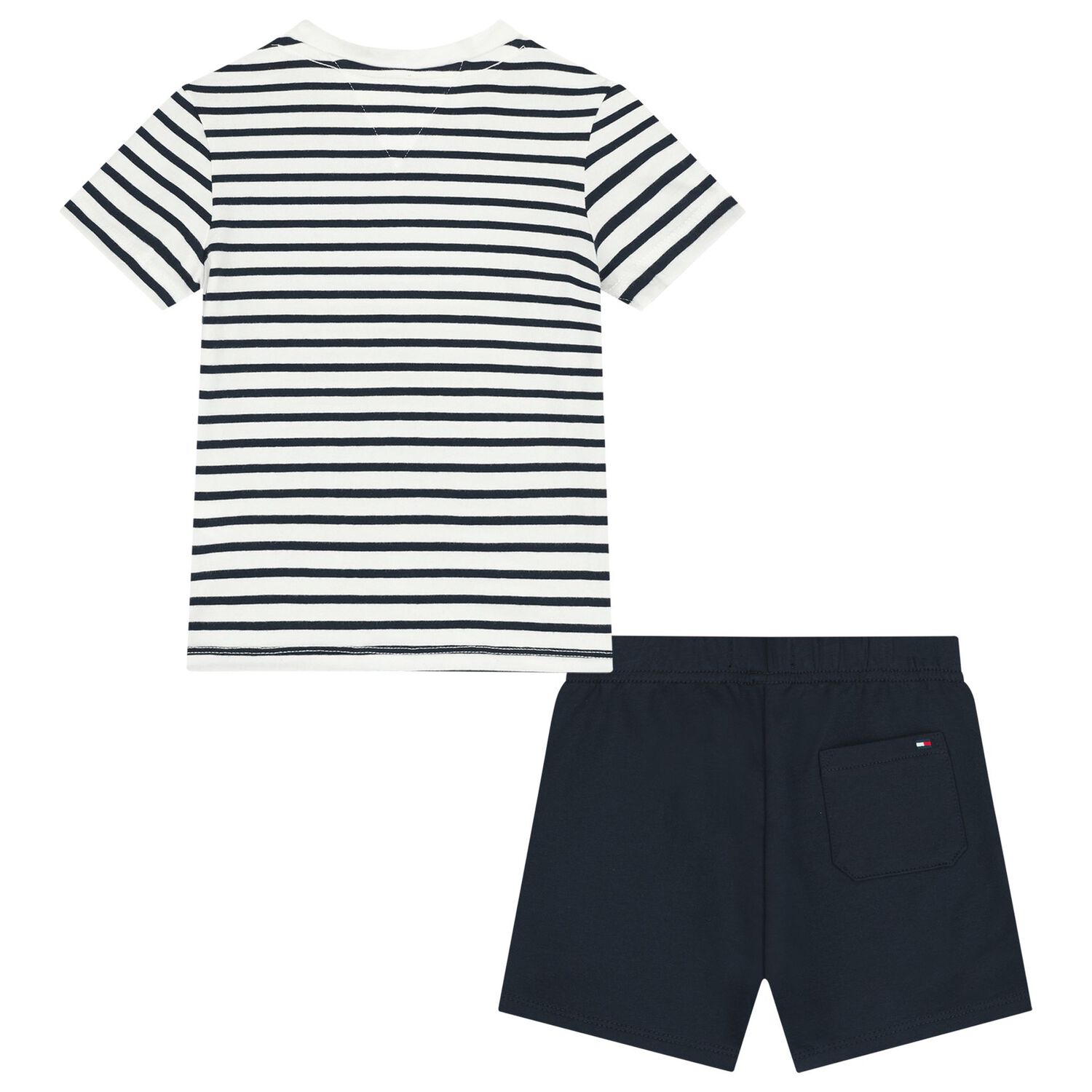 Baby Boys White & Navy Blue Striped Shorts Set, 1, hi-res
