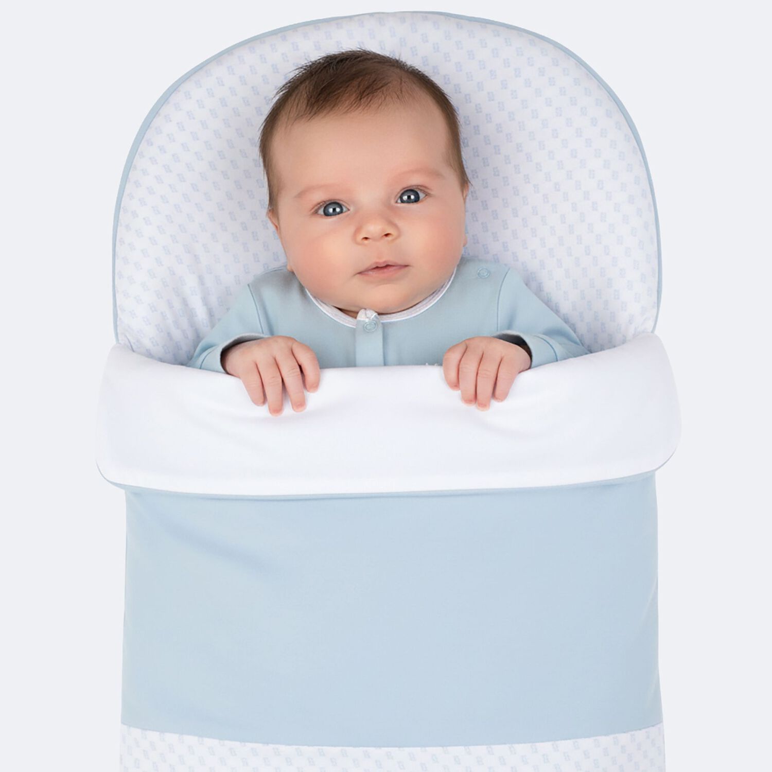 Baby Boys Blue & White Logo Nest, 1, hi-res