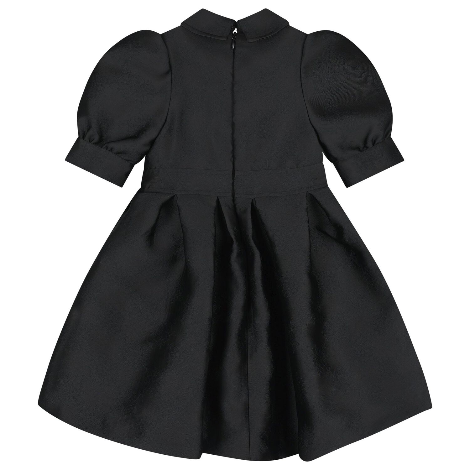 Girls Black Satin Jacquard Logo Dress, 1, hi-res