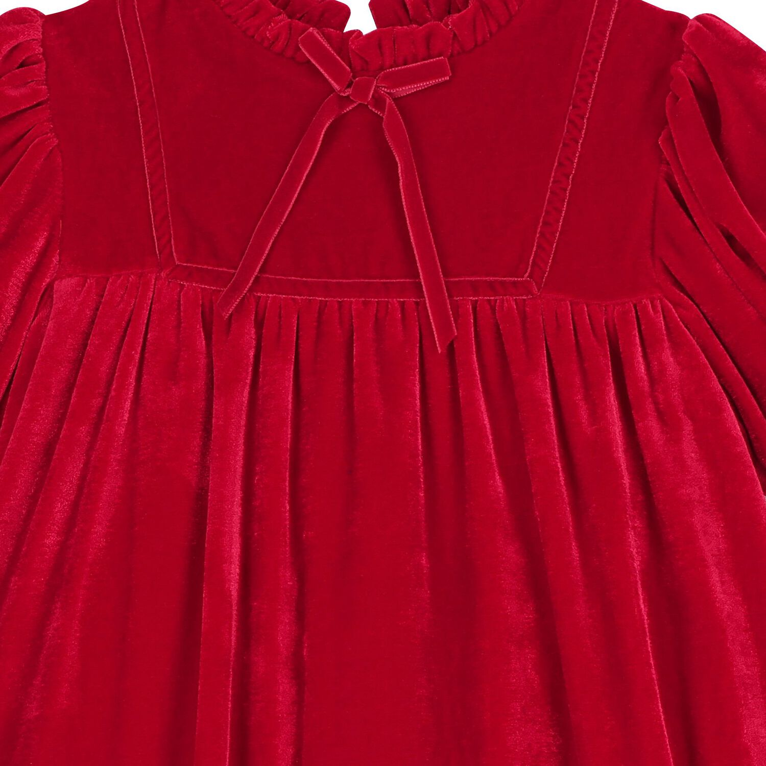 Girls Red Bow Velvet Dress, 1, hi-res