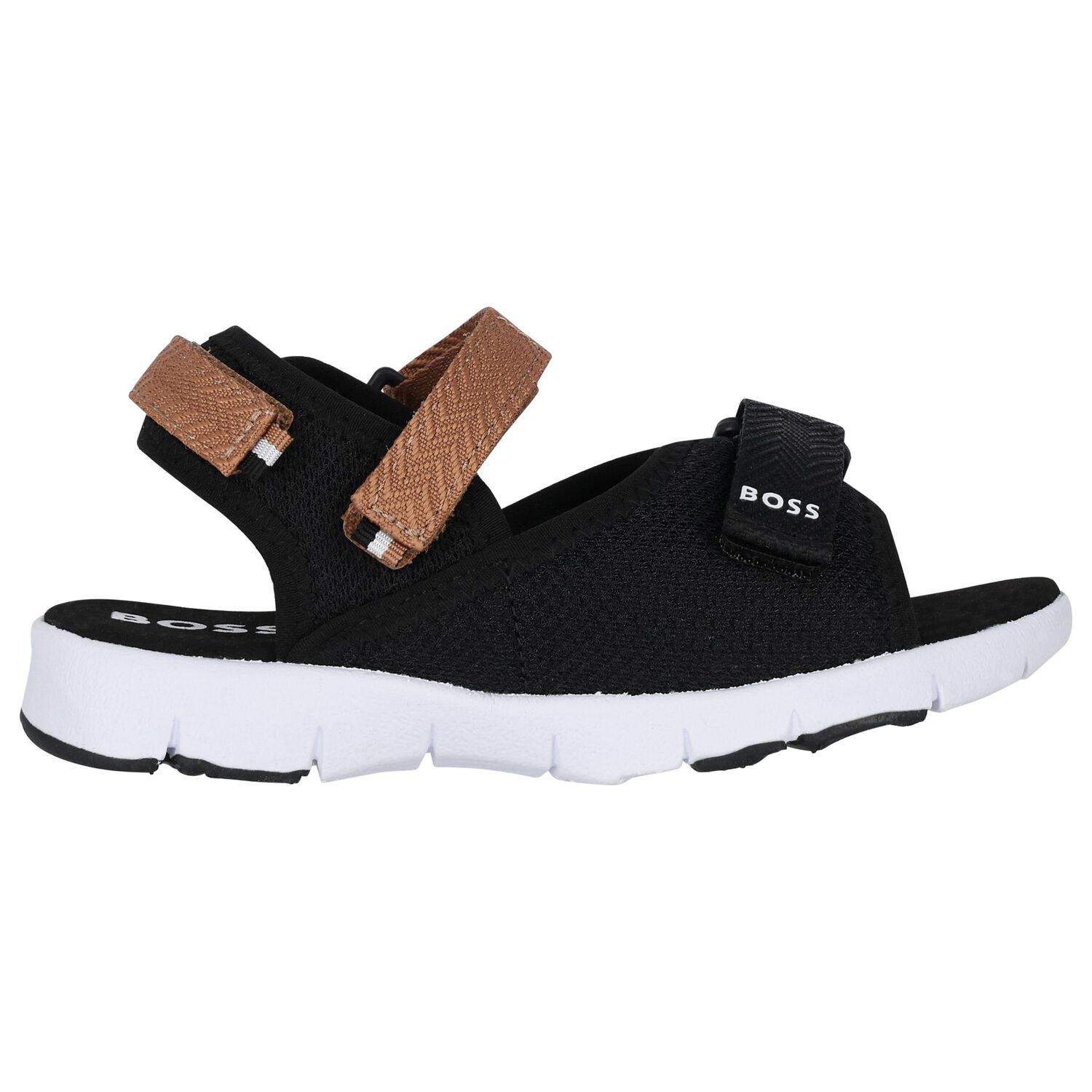 Boys Black& Beige Logo Sandals, 1, hi-res image number null