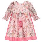 Girls Pink Floral Chiffon Dress, 1, hi-res