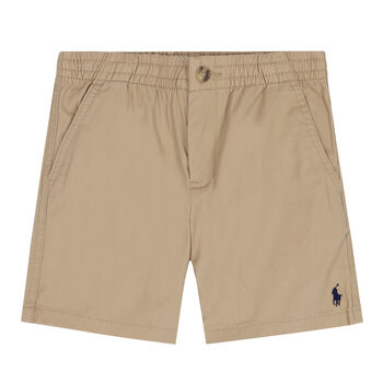 Boys Beige Logo Shorts