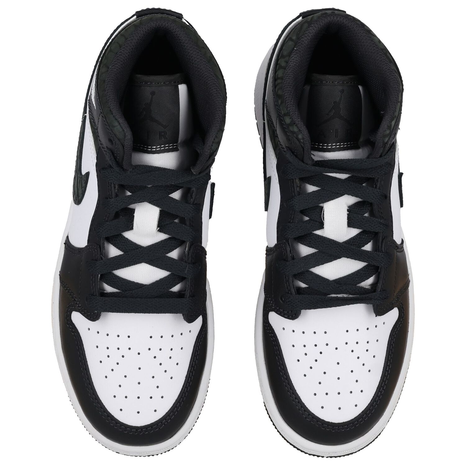 Black, Green & White Air Jordan 1 Mid Trainers, 1, hi-res