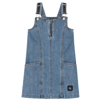 Girls Blue Denim Dungaree Dress