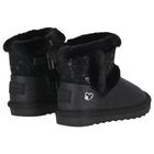 Younger Girls Black Faux Leather Boots, 1, hi-res