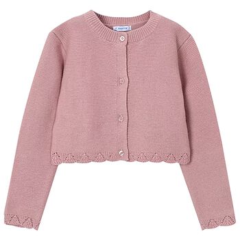 Girls Pink Knitted Cardigan