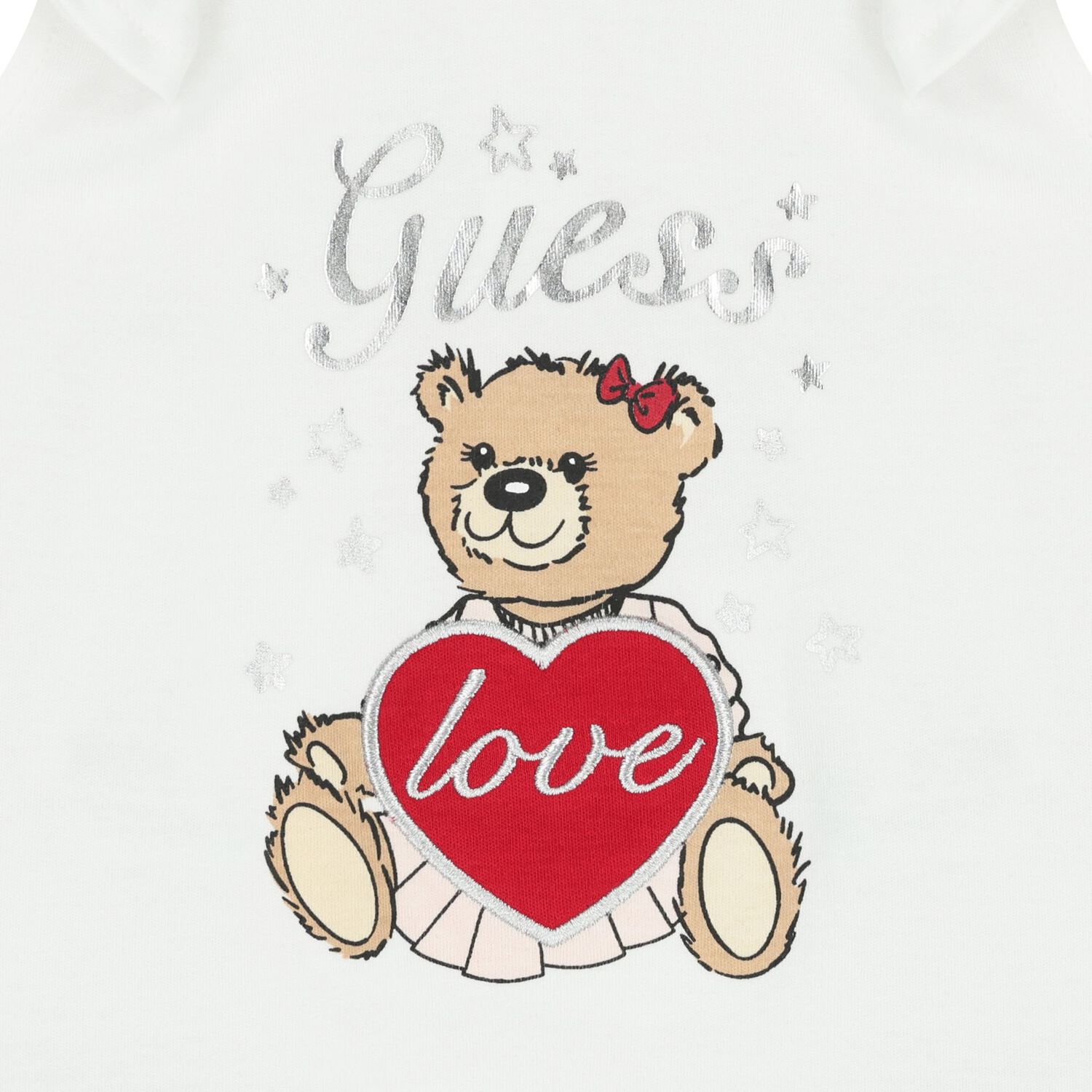 Baby Girls White & Navy Blue Teddy Bear Logo Leggings Set, 1, hi-res