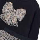 طقم تنورة بفيونكة باللونين الأسود والبيج للبنات, 1, hi-res