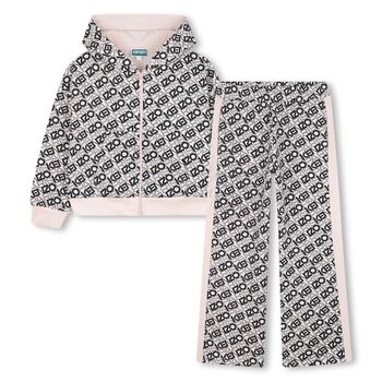 بدلة رياضية للبنات باللونين الوردي والأسود