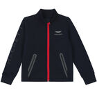 Boys Navy Logo Zip Up Top, 1, hi-res