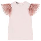 طقم بنات تنورة تول بطبعة باللون الوردي, 1, hi-res