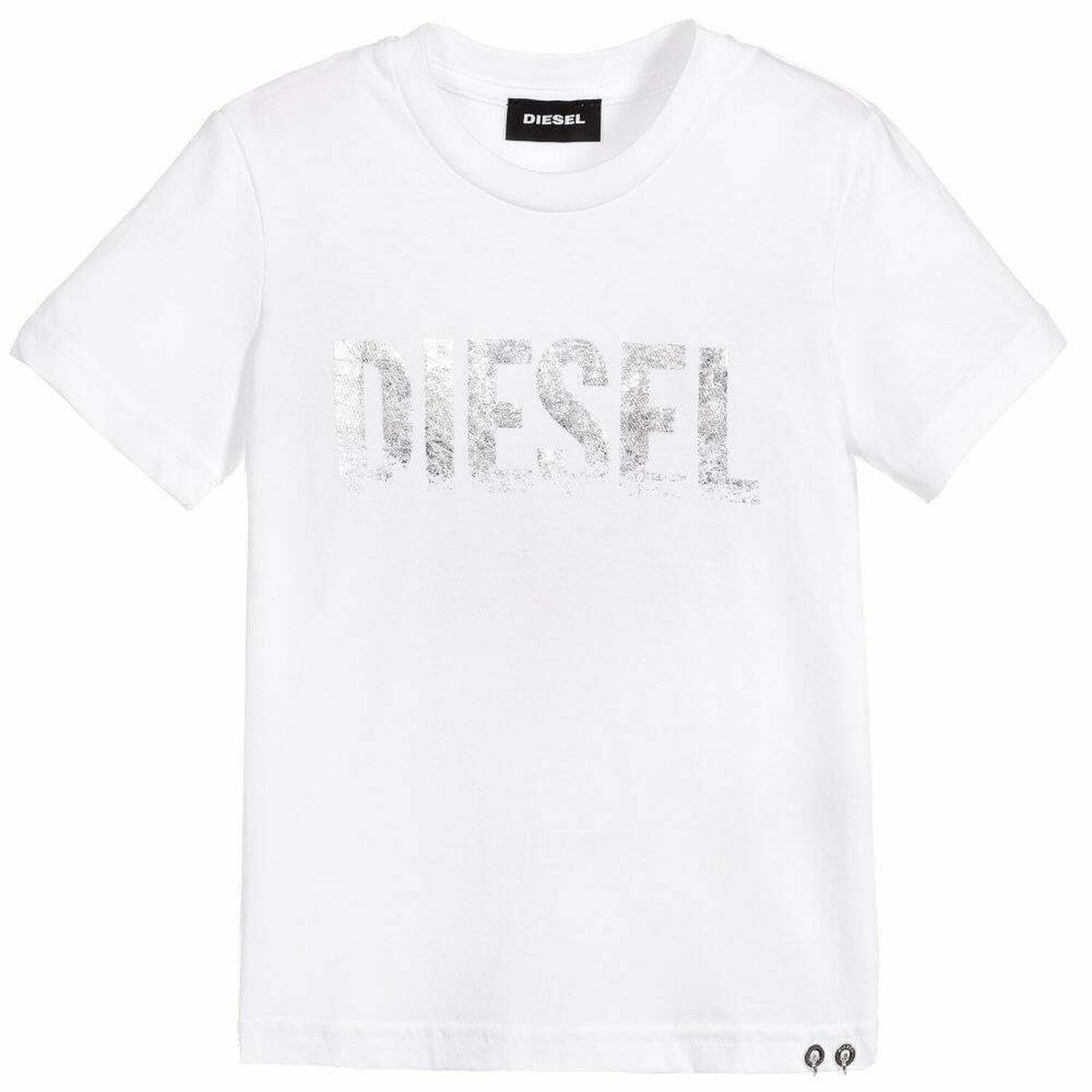 Girls White & Silver Logo T-Shirt, 1, hi-res