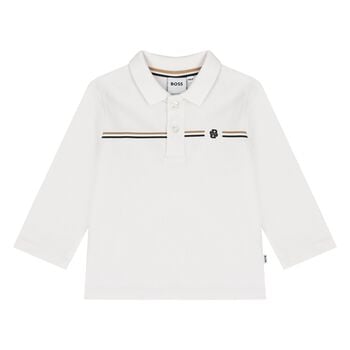 Younger Boys White Logo Polo Shirt