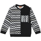 Boys Black & White Zigzag Sweatshirt, 1, hi-res