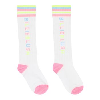 Girls White Logo Socks