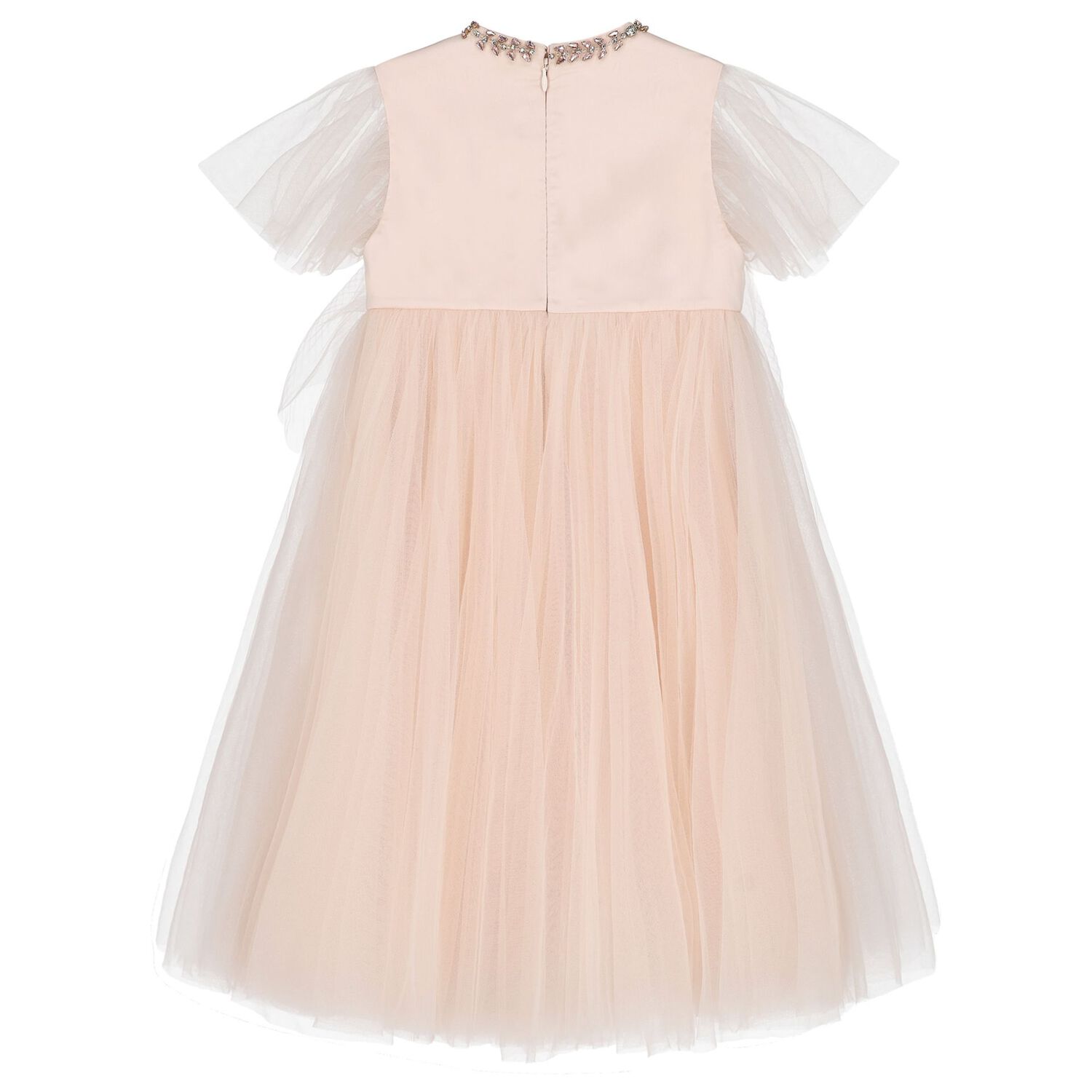 Girls Pink Tulle Diamante Tulle Dress, 1, hi-res