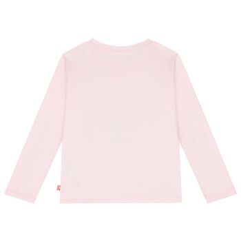 Girls Pink Logo Sequin Long Sleeve Top