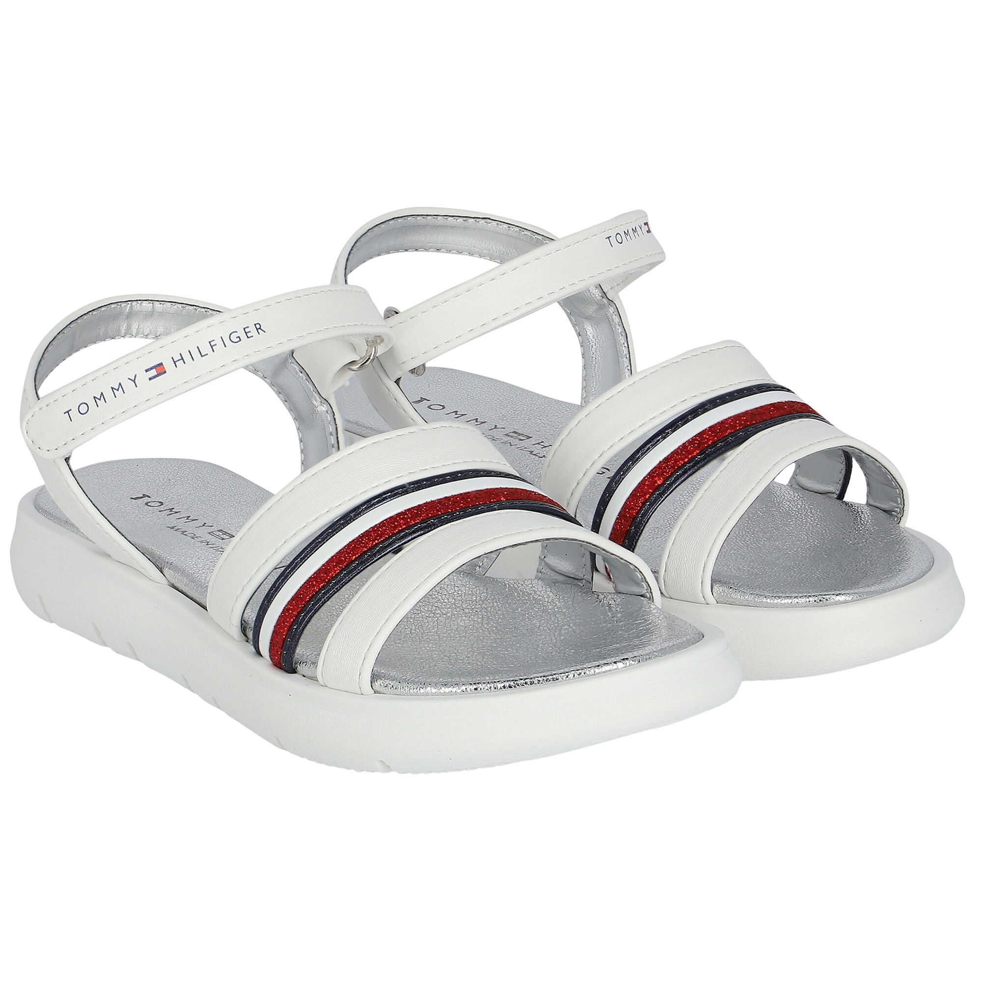 Tommy Hilfiger Girls White Stripe Logo Sandals Junior Couture UAE