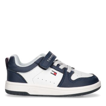 Boys Navy Blue & White Logo Trainers