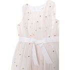 Girls Ivory & Gold Beaded Dress, 1, hi-res