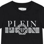 تيشيرت أولاد بالشعار باللون الأسود, 2, hi-res