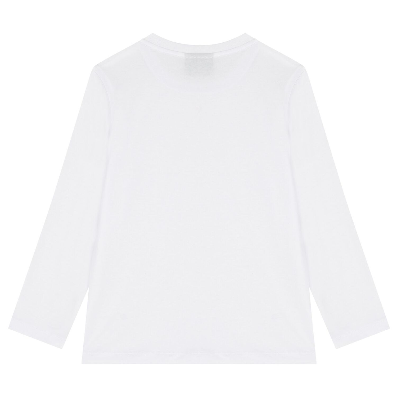 Boys White Logo Long Sleeve Top, 1, hi-res
