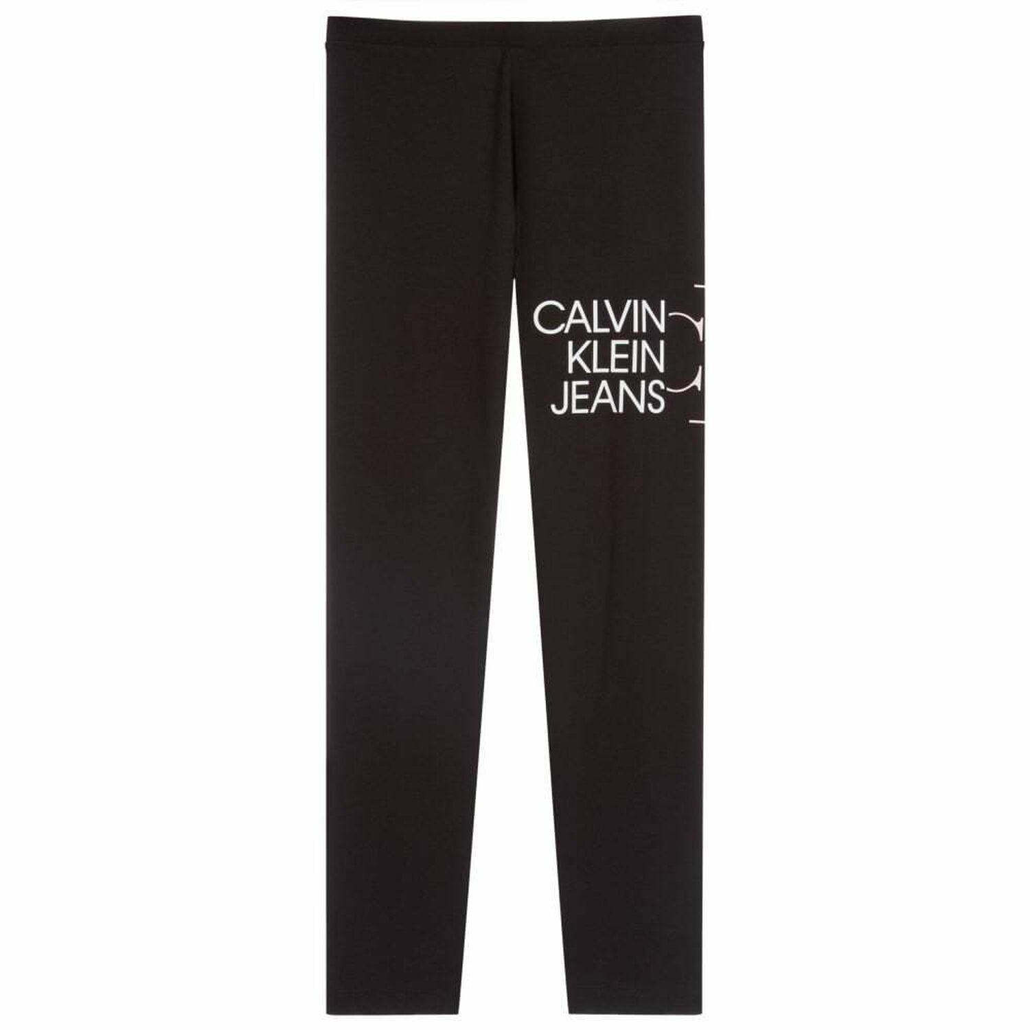 Girls Black Logo Organic Cotton Leggings, 1, hi-res image number null