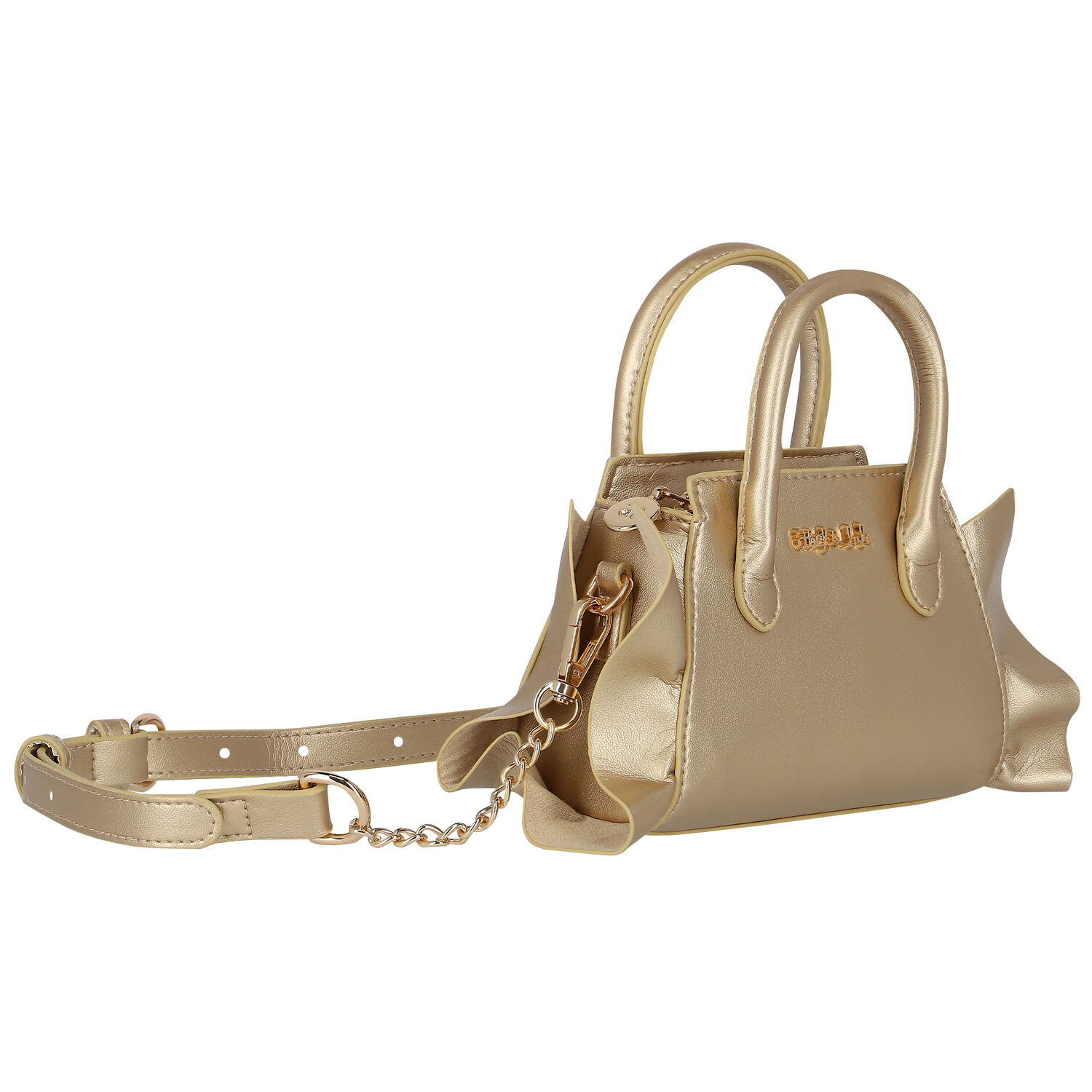 Girls Gold Ruffled Handbag, 1, hi-res image number null