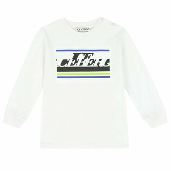 Younger Boys White Logo Top