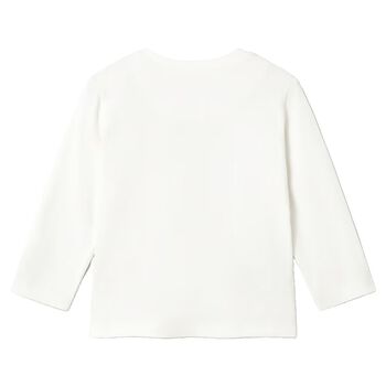 Younger Boys White Slogan Long Sleeve Top